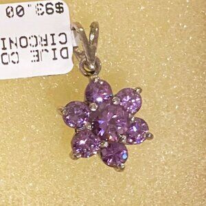 925 Silver Pink CZ Flower Pendant